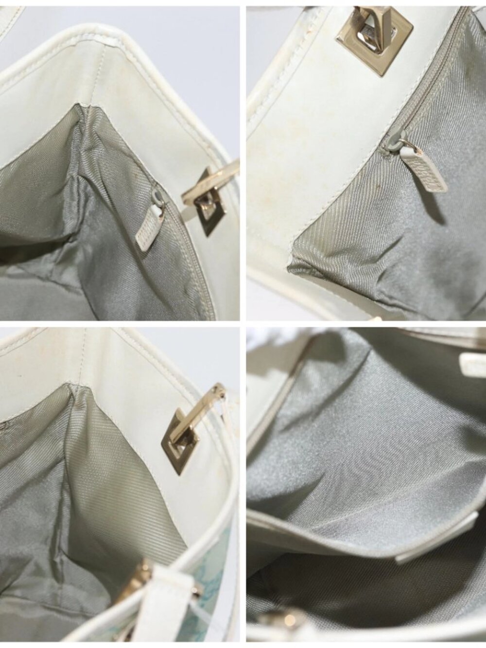 GUCCI GG Canvas Tote Bag Gold Light Blue - Picture 15 of 16
